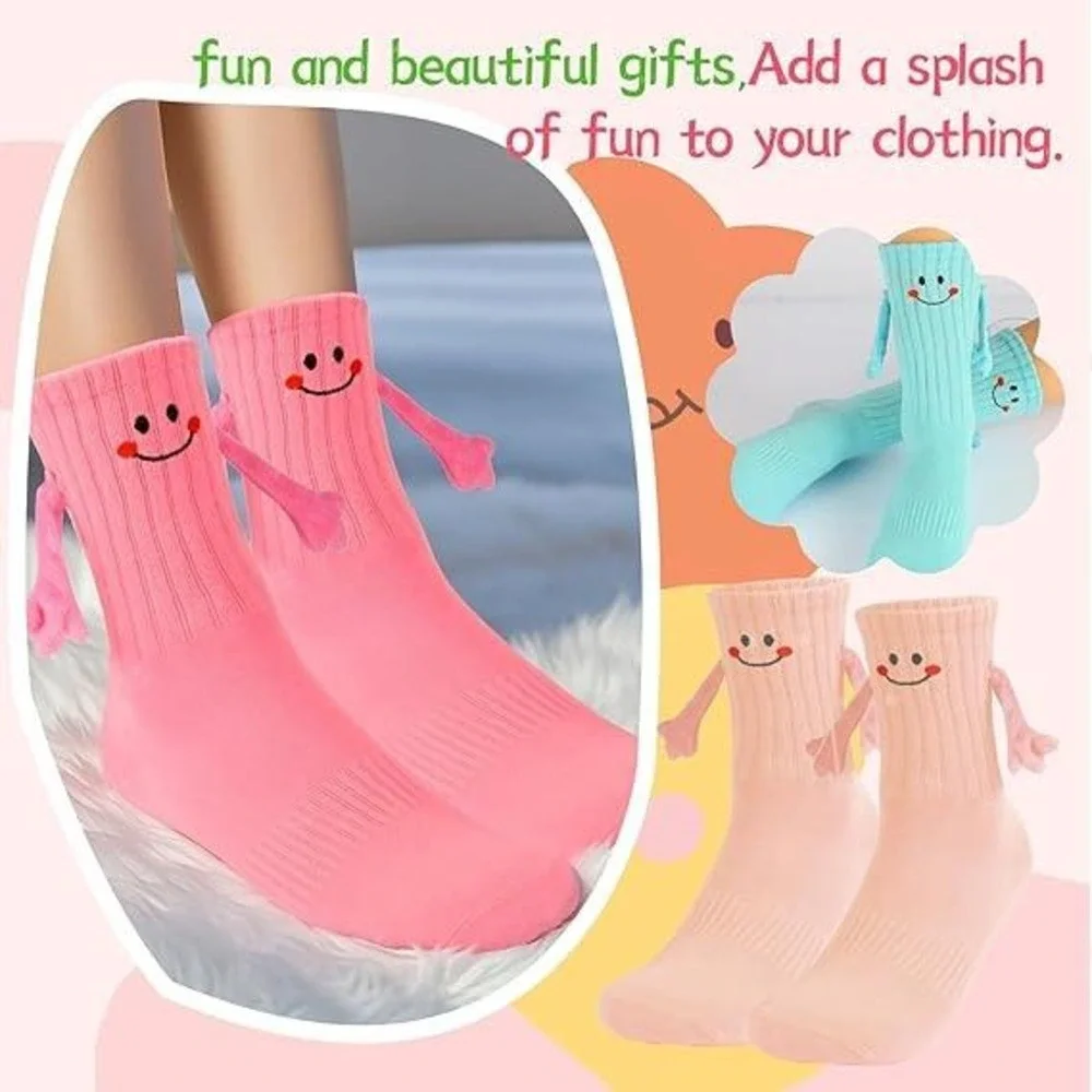 MSRP $23 Merikio 4 Pair Rainbow Magnetic Holding Hands Socks, Gifts for Teen Gi